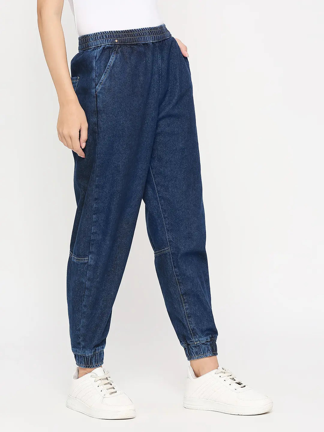 Grab Denim Jogger Jeans Ladies Size 6 Blue Elastic Waist Pockets Casual  Comfort | eBay